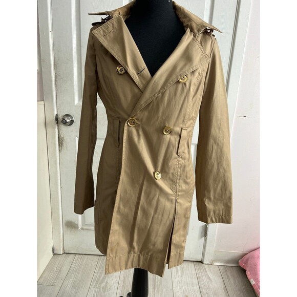 Michael Kors double breasted cotton trench coat with hood & gold buttons SizePXS - Picture 2 of 11